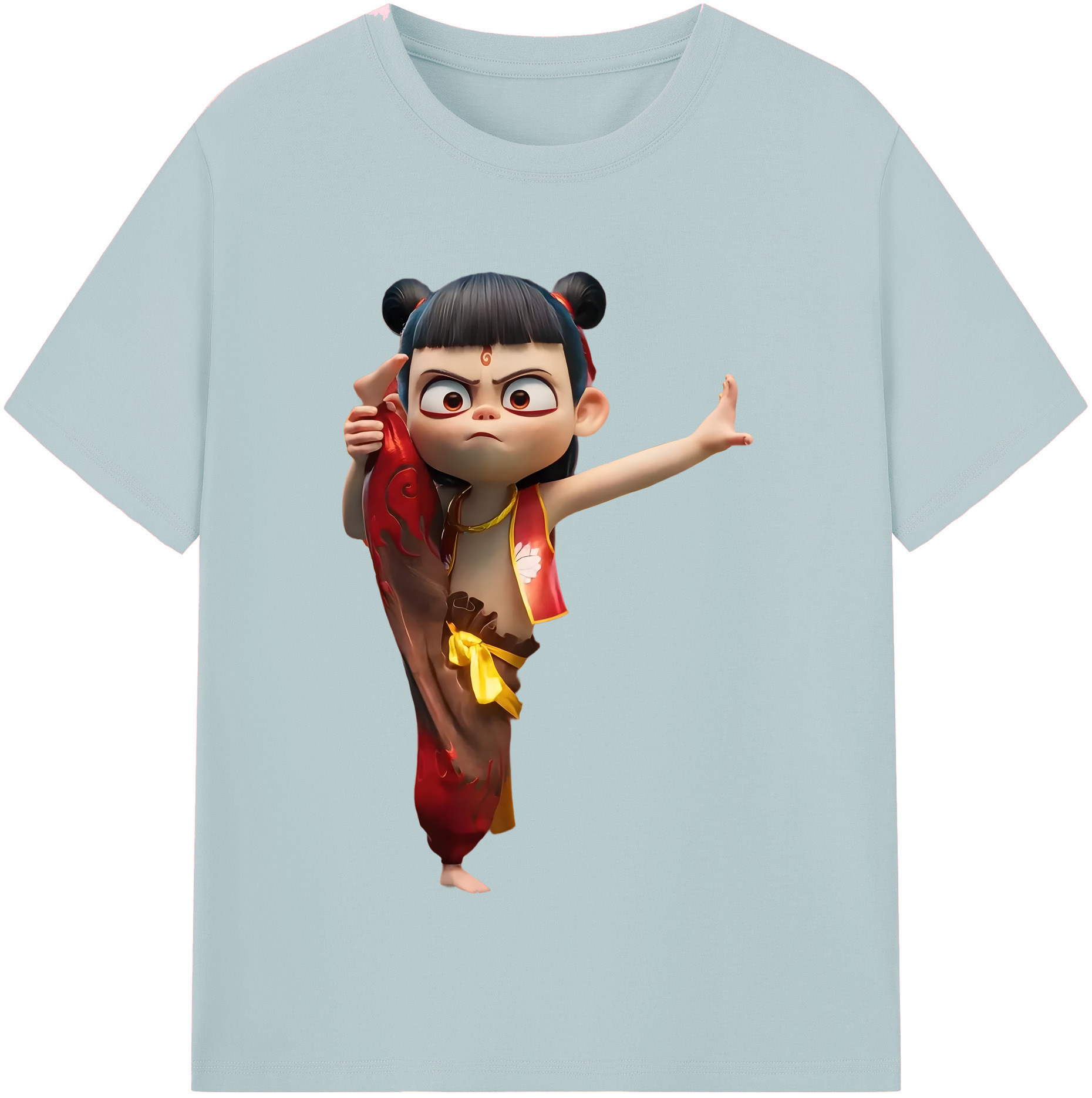 （画像用） Ne Zha 2 ナタ 魔童の大暴れ 綿100％半袖Tシャツ（フロントプリント）